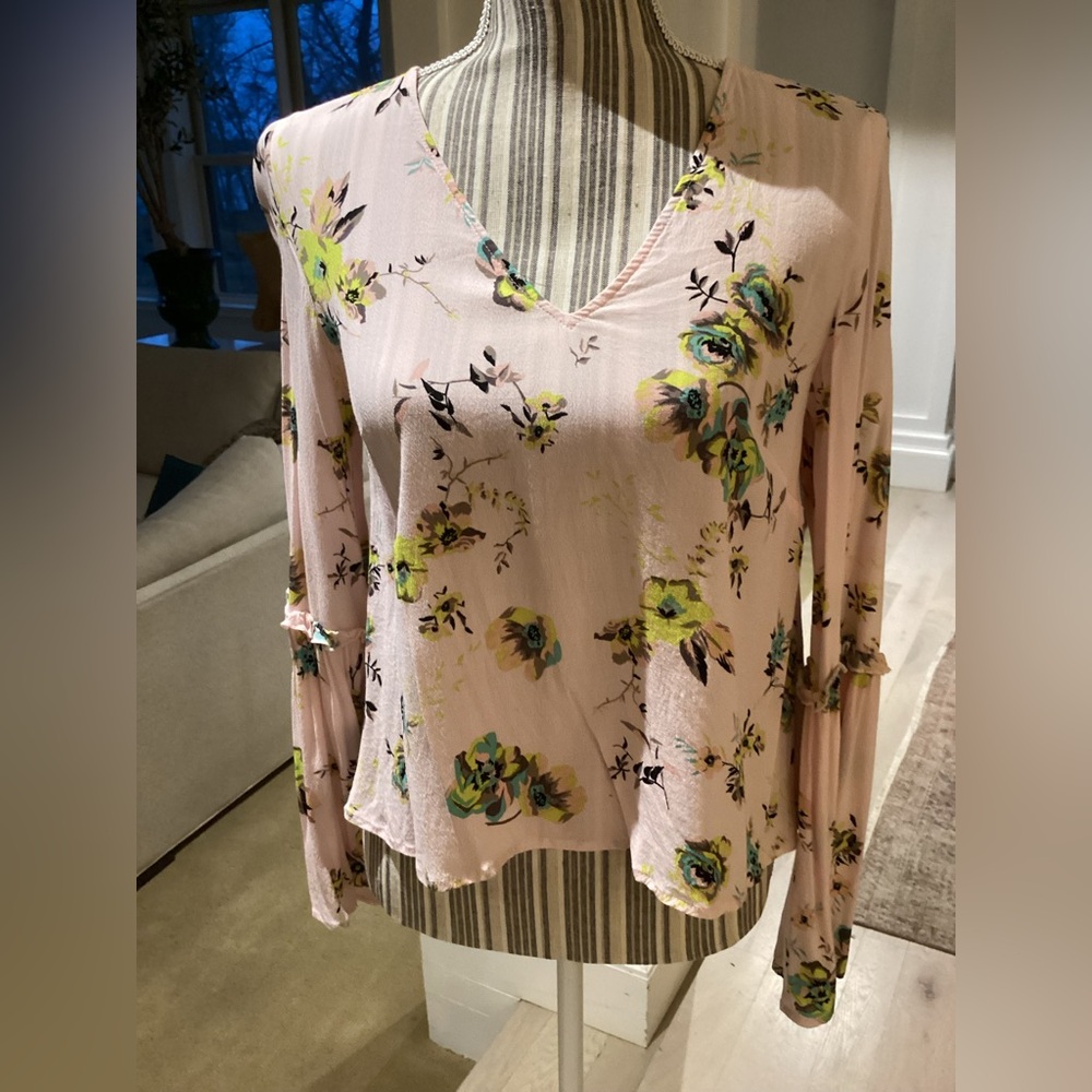 BP pink floral long sleeve blouse
